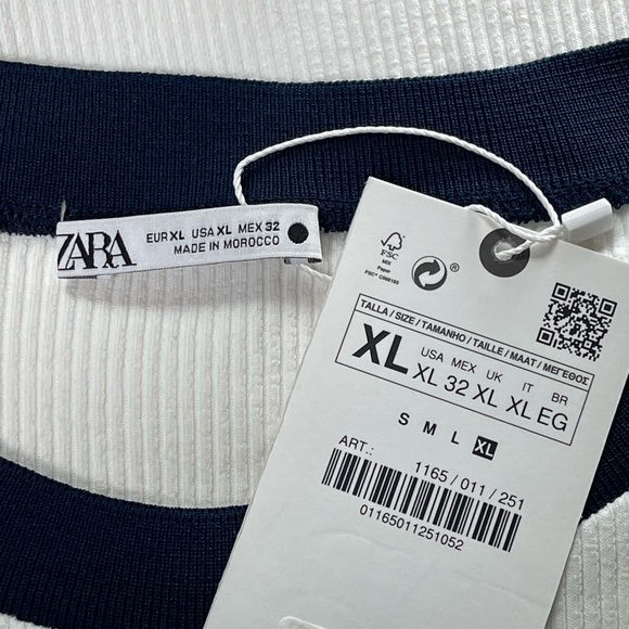 ZARA cotton dress skirt on the straps stripped Sz L & ribbed top combo Sz XL - Picture 14 of 16